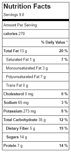 pumpkin spice granola bar nutrition