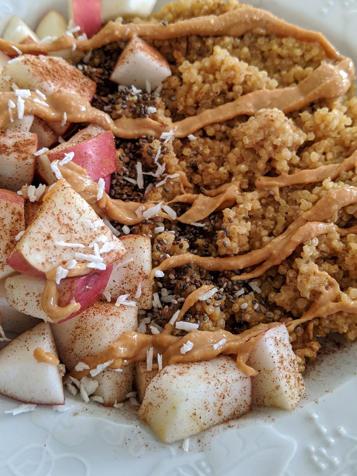 Apple Peanut Butter Quinoa Breakfast Close up