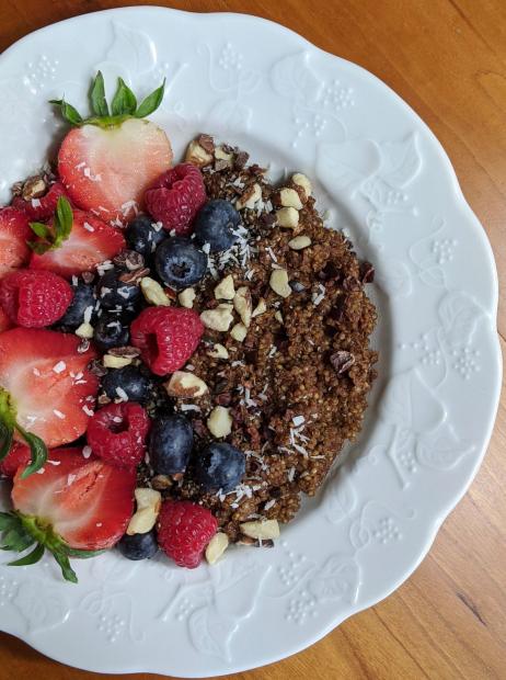 Triple Berry Chocolate Quinoa Bowl